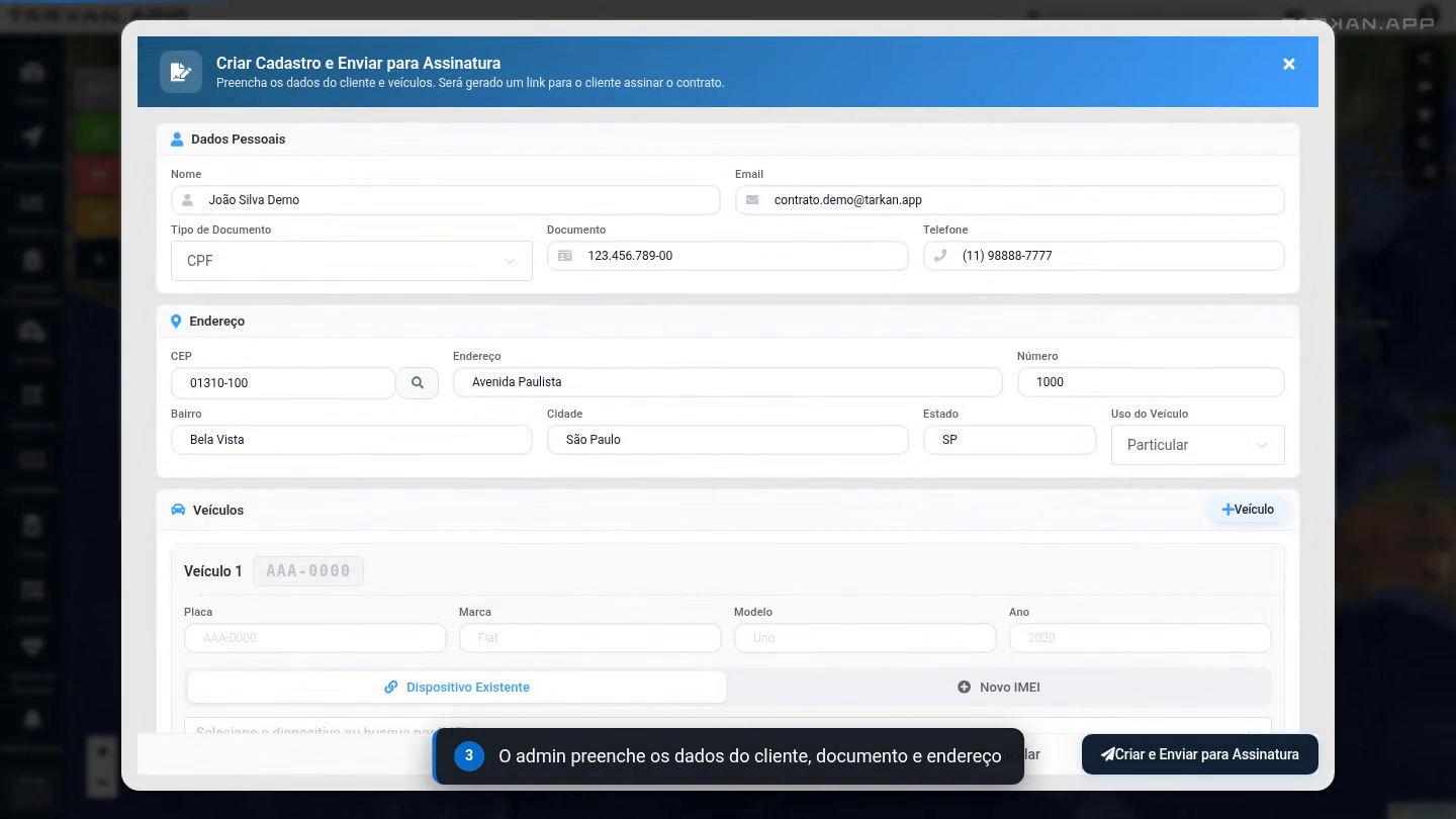 Contrato online para assinatura
